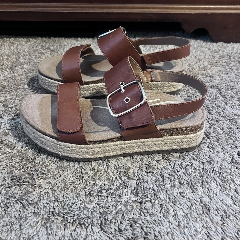 Aetrex Vania Platform Comfort Support Sandals Cognac Size 9.0-9.5 - Picture 1 of 6